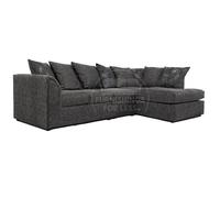 Byron Dundee Chenille Fabric 5 Seater L Shaped Corner Sofa Grey or Light Grey Right Hand Facing Furnishings For Less UK Dark Grey One Size