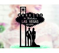 BYRON HOYLE Acrylic Cake Topper Welcome to Fabulous Las Vegas Sign Custom Vintage Silhouettes Unique Toppers for Wedding Anniversary Birthday Baby Shower Party