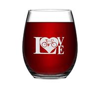 BYRON HOYLE Bicycle Love Funny Stemless Wine Glass Laser Engraved Whiskey Glass Shot Glass Unique Idea for Him, Her, Mom, Wife, Boss, Sister, BFF, Birthday Gifts for Coworker,15 oz