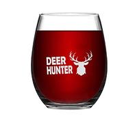BYRON HOYLE Deer Hunter Funny Stemless Wine Glass Laser Engraved Whiskey Glass Shot Glass Unique Idea for Him, Her, Mom, Wife, Boss, Sister, BFF, Birthday Gifts for Coworker,15 oz