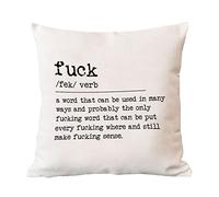 BYRON HOYLE Fuck Throw Pillow Cover Humorous case Definition Typography Cushion Rustic Decor Pillowcase with Zipper Home for Sofa living room bedroom 18x18 inche