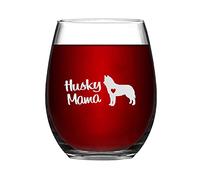 BYRON HOYLE Husky Mama Dog Funny Stemless Wine Glass Laser Engraved Whiskey Glass Shot Glass Unique Idea for Him, Her, Mom, Wife, Boss, Sister, BFF, Birthday Gifts for Coworker,15 oz