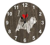 BYRON HOYLE I Love Cairn Terrier Wooden Wall Clock Time with Dogs Large Wall Clock 10 inch Silent Movement Battery Operated Rustic Chic Farmhouse Clock For Home Living Room Bathroom Kitchen Bedroom