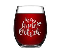 BYRON HOYLE It's Wine O'clock Wine Glasses Funny Stemless Wine Glass Laser Engraved Whiskey Glass Shot Glass Unique Novelty Idea for Him, Her, Mom, Wife, Boss, Sister, BFF, Birthday Gifts, 15 oz