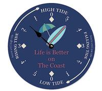 BYRON HOYLE Personalized Tide Clock Blue Tide Clock Tidal Clock Wooden Wall Clock, Battery Operated, Farmhouse Wall Decor Home Decor for Kitchen, Living Room, Bedroom, Office, 10 Inch