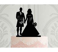 BYRON HOYLE Scottish Wedding Cake Topper Groom in Kilt Vintage Silhouettes Cake Decor Toppers for Wedding Anniversary Baby Shower Birthday Party Engagement