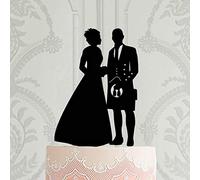 BYRON HOYLE Scottish Wedding Cake Topper Groom in Kilt Vintage Silhouettes Cake Decor Toppers for Wedding Anniversary Baby Shower Birthday Party Engagement