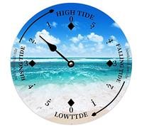 BYRON HOYLE Shell Beach Coast Tide Clock Nautical Tidal Clock Wooden Wall Clock,Battery Operated,Farmhouse Wall Decor Home Decor for Kitchen,Living Room,Bedroom,Office,10 Inch
