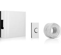 BYRON Wired Door Bell Push Button - Simple Design - Compatible with Most Chimes - Easy Installation with E4ALL Thankyou card (DBW4040 WHITE-720)