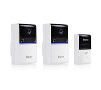 Byron Wireless Doorbell Set, 100 m Range, Kinetic Bell Push, 2 Chimes | 16 Melodies, 4-step volume control, IP44 protection rating, Mounting materials included, DBY-23415UK