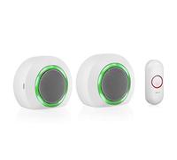 Byron Wireless Doorbell Set, 175 m Range, Plug-In & Battery Chime | Multi-colour visual alert, 8 melodies, 4 volume levels, Mute function, Weatherproof IP44 push button, DBY-23524UK