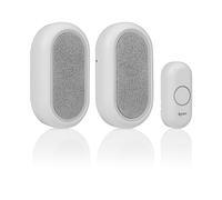 Byron Wireless Doorbell Set, 200 m Range, 8 Melodies, Visual Alert | Mute function, 4-step volume control, 90 dB decibel rating, IP44 bell push button, DBY-23564BS