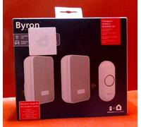 Byron Wireless Doorbell Set - Twin Pack - Battery Portable and Plug in - 150 m Range - 16 Melodies - DBY-22324UK