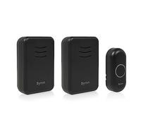 Byron Wireless Doorbell Set - Twin Pack - Battery Portable and Plug in - 150 m Range - 16 Melodies - Black - DBY-22354BS