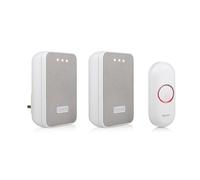 Byron Wireless Doorbell Set - Twin Pack - Battery Portable and Plug in - 150 m Range - 16 Melodies - DBY-22324UK