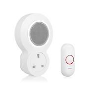 Byron Wireless Plug-Through Doorbell, 175 m Range, 8 Melodies | Flashing visual alert, 4-step volume control, Mute function, IP44 rating, CR2032 battery included, DBY-23513UK