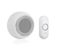 Byron Wireless Portable Doorbell Set, 175 m Range, 8 Melodies, Visual Alert System