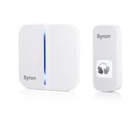 Byron DBY-23431 Wireless Portable Doorbell Set, Touch Free Door Push, Wave Sensor, 100m Range, White