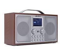 BYRONSTATICS DAB Radio with Bluetooth, Mains and Battery Powered Portable DAB+/FM Radios, Preset Stations, Dual Alarm Clock, Color Display, Earphone Jack, Brown-Grey