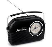 ByronStatics Portable Radio Small, FM Radios with Bluetooth Speaker, Radios Mains or Battery Operated, Headphone Jack, for Home Outdoor, Black