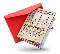 BYRRSF Handmade Birthday Cards for Her, Him, Mum, Wife, Boyfriend, Granddaughter - Wooden Greeting Cards with Envelope
