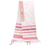 BYRRSF Jerusalem Messianic Prayer Shawl - New Covenant Tallit With Talis Bag & Messianic Seal - Christian Sign Gifts for Men & Women (180 * 50cm/70.87"*19.69"in) (Pink)