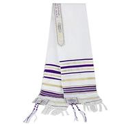BYRRSF Jerusalem Messianic Prayer Shawl - New Covenant Tallit With Talis Bag, Messianic Seal - Christian Sign - Gifts for Men & Women (180 * 50cm/70.87"*19.69"in) (Purple)