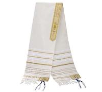 BYRRSF Jerusalem Messianic Prayer Shawl - New Covenant Tallit With Talis Bag, Messianic Seal - Christian Sign - Gifts for Men & Women (180 * 50cm/70.87"*19.69"in) (Gold)
