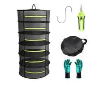Bysameyee Herb Drying Rack, Hanging Plant Dryer Net, 2ft Black Collapsible Mesh Trays Without Zipper (6-Layer)