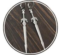 bySantana - 7cm Silver Sword Earrings - Handmade Fantasy Jewelry - Gift Idea - Medieval Dagger Hoop Earrings