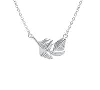 bySantana Feather / Leaf Necklace Made of 925 Sterling Silver - Long Farn Leaf Pendant Boho Style Nature-Inspired Jewellery with Swinging Design for Women