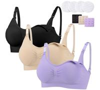 Bysion 3 Pack Women’s Nursing Bra Wireless Seamless Maternity Bra Breastfeeding Bras Bralette Camisole Tops Sleeping Bras with Removable Pads
