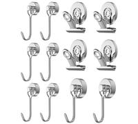 BYSMAH 12pcs Heavy Duty Magnetic Hooks & Clips for Cruise Cabins, Silver