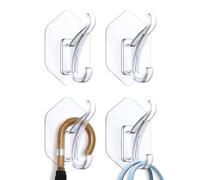 BYSMAH Self Adhesive Coat Hooks Extra Strong Large Towel Hooks Heavy Duty No Drill No Damage Clear Wall Hanger for Towel Coat Hat Key Hallway Bathroom Door Bedroom Kitchen