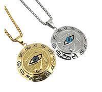 Bysonglezai Necklace Men Pendant Chain Women Gift Ancient Egypt Eye of Horus Pattern Pendant Amulet Round Pendant Accessories Party
