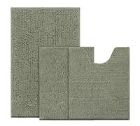 BYSURE Sage Green Bathroom Rugs Sets 3 Piece Non Slip Extra Absorbent Plush Chenille Soft Washable Bath Rugs and Mats Set