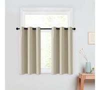 Set of 2 Short Curtains, Bistro Curtain, Half Window Curtains for Bedroom, Privacy Curtain for Windows, Energy Saving Curtain for Bathroom, 85 x 115 cm, Beige