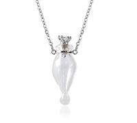 Bysxny 1PC Colorful Tear Drop Bottle Aroma Essential Oil Diffuser Pendant Necklace for Womens Perfume Vial Pendant Necklace Jewelry Unique Gift (Clear Water Drop)