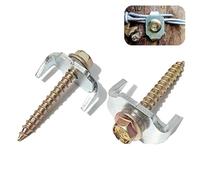 Bytcew Fencing Fasteners Post Screw with Wire Fixer, 100 Pcs Fence Staple Nails for Wire Mesh and Woven Fencing, Quickly Install in Wood with Power Drill …