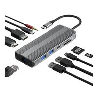 Bytecc 8k Docking Station,10 in 1 USB-C Docking Station Dual Monitor for Laptop,USB C Multiport Docking Station for MacBook(101HDP8k)