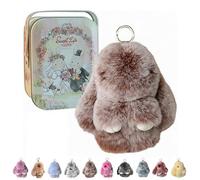ByteCraft Bunnylulu Keychain With Tin Box, Soft Plush Bunny Keychain, Fluffy Rabbit Key Ring Charm for Easter, Handmade Cute Ornament for Handbag & Backpack