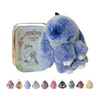 ByteCraft Bunnylulu Keychain With Tin Box, Soft Plush Bunny Keychain, Fluffy Rabbit Key Ring Charm for Easter, Handmade Cute Ornament for Handbag & Backpack