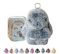 ByteCraft Bunnylulu Keychain With Tin Box, Soft Plush Bunny Keychain, Fluffy Rabbit Key Ring Charm for Easter, Handmade Cute Ornament for Handbag & Backpack