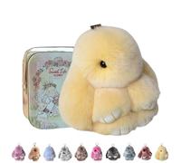 ByteCraft Bunnylulu Keychain With Tin Box, Soft Plush Bunny Keychain, Fluffy Rabbit Key Ring Charm for Easter, Handmade Cute Ornament for Handbag & Backpack