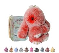 ByteCraft Bunnylulu Keychain With Tin Box, Soft Plush Bunny Keychain, Fluffy Rabbit Key Ring Charm for Easter, Handmade Cute Ornament for Handbag & Backpack