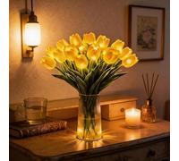 ByteCraft Radiant Romantic Tulip Light, 15 PCS Twinkling Tulips Led Night Light that Never Fade, Flower Shaped Ambient Night Lamp for Bedroom Bedside Decor, Gift for Mother's Day