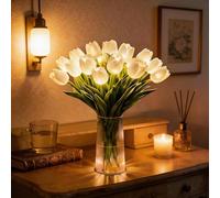 ByteCraft Radiant Romantic Tulip Light, 15 PCS Twinkling Tulips Led Night Light that Never Fade, Flower Shaped Ambient Night Lamp for Bedroom Bedside Decor, Gift for Mother's Day