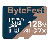 ByteFest 128GB MicroSD Card with Adapter, UHS-I U3 micro SDXC, A1 C10 V30 4K UHD Video, TF Flash Memory for Surveillance Security Cam Action Cameras Drone Game Consoles