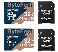 ByteFest 2 Pack 32GB MicroSD Card with 2 Adapter, UHS-I U1 High Speed TF Card, A1 C10 V10 FHD Video, 80MB/s, Micro SDHC Flash Memory Card for MP3 MP4 Player/Camera/Android Phones/Tablets/Dash Cams
