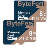ByteFest 2Pack 8GB MicroSD Card Class 10 with 2 Adapter, A1 V10 HD Video Micro SDHC,TF Memory Card for MP3 MP4 Player/E-Reader/Streaming Media Player/GPS Navigator/Dash Cam/Cellphone/Tablet